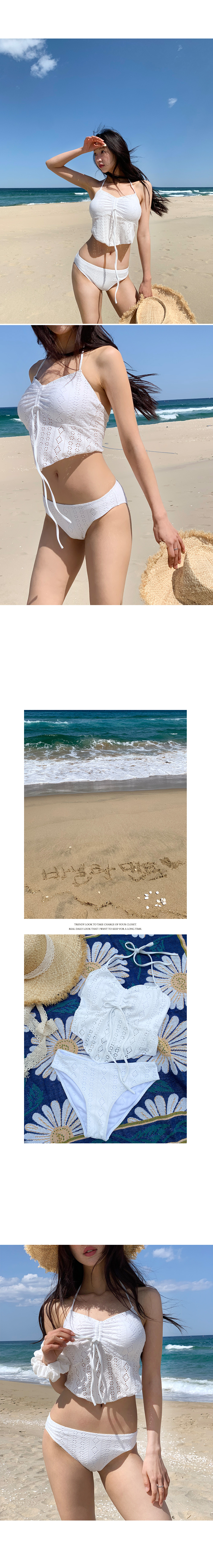 휴양지Best🌴펀칭 화이트 비키니 모노키니/펀칭블라우스/펀칭나시/레이스/끈나시 상세 이미지 4