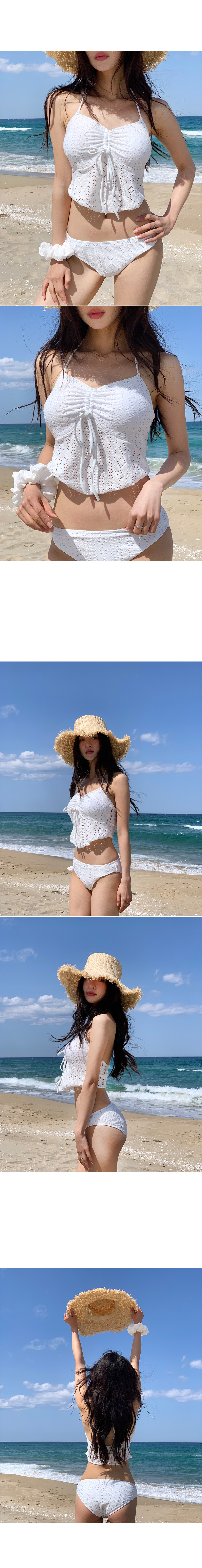휴양지Best🌴펀칭 화이트 비키니 모노키니/펀칭블라우스/펀칭나시/레이스/끈나시 상세 이미지 5