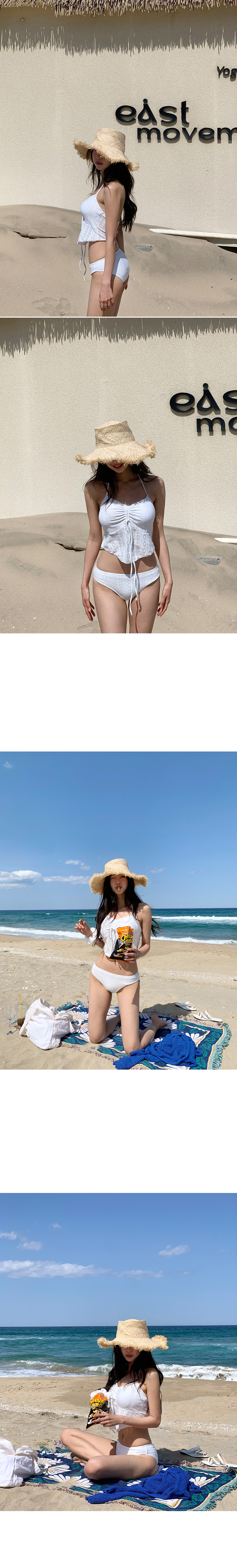 휴양지Best🌴펀칭 화이트 비키니 모노키니/펀칭블라우스/펀칭나시/레이스/끈나시 상세 이미지 7