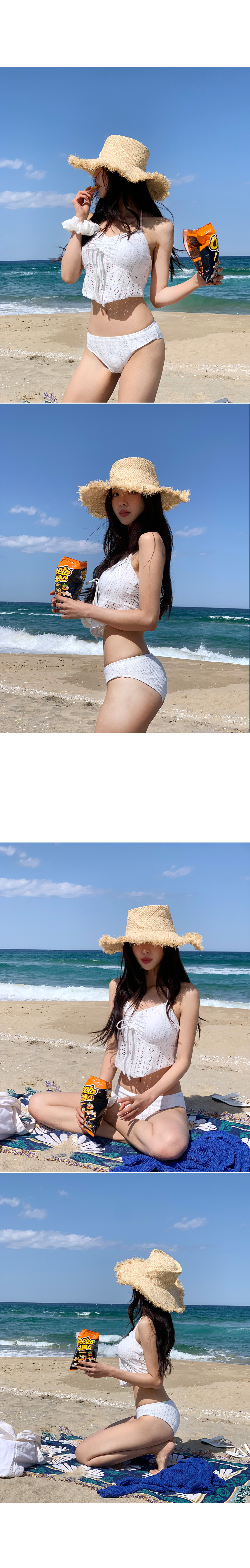 휴양지Best🌴펀칭 화이트 비키니 모노키니/펀칭블라우스/펀칭나시/레이스/끈나시 상세 이미지 8